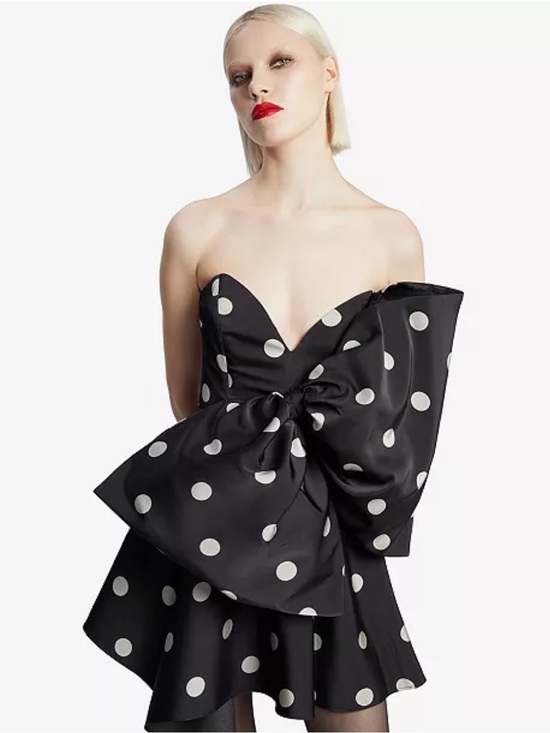 Bardot Dresses & Skirts - Bardot Women's Brydie Oversized-Bow Dot-Print Mini Dress M